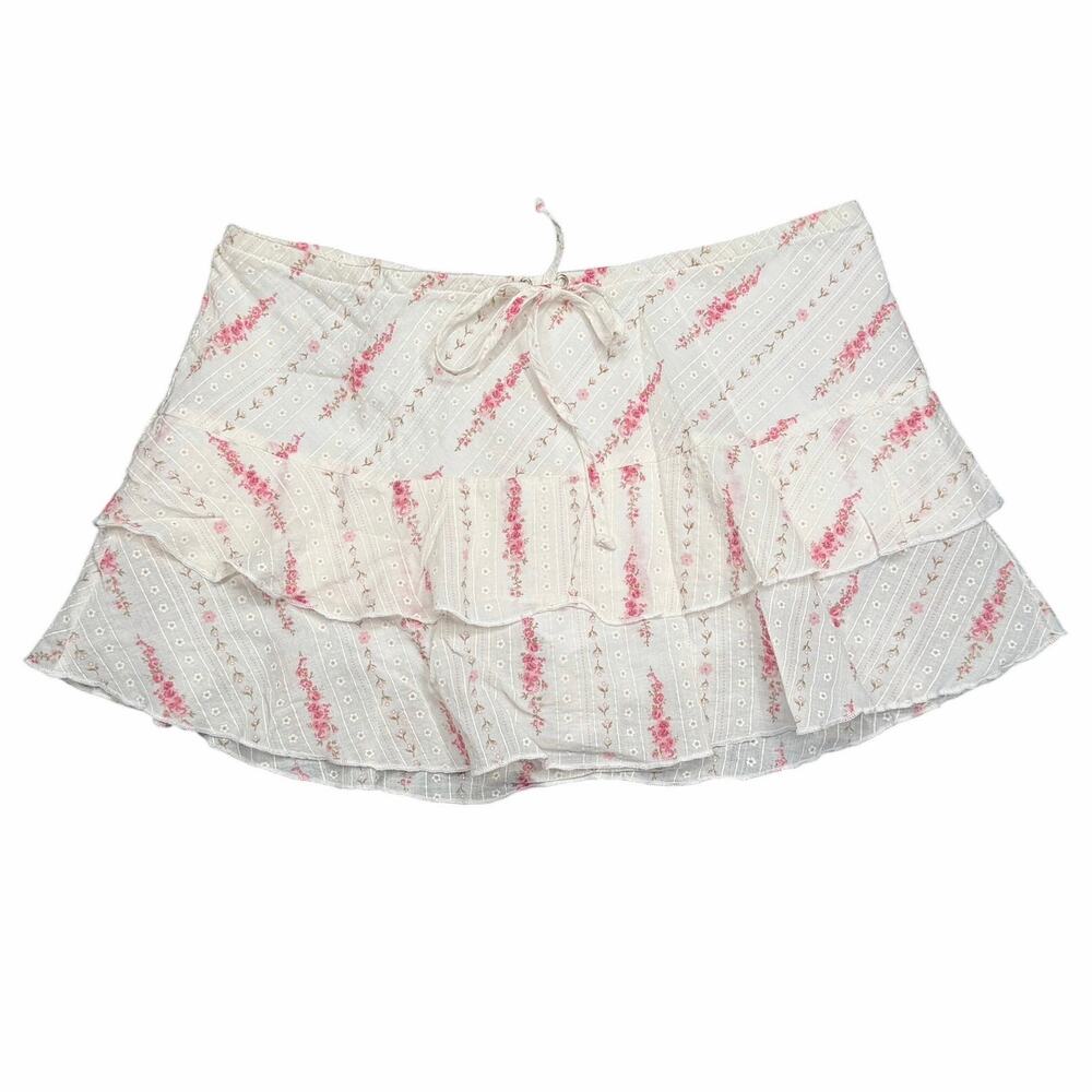 Venus USA Cottagecore Floral Tiered Mini Skirt Cotton Size 7 Made in USA